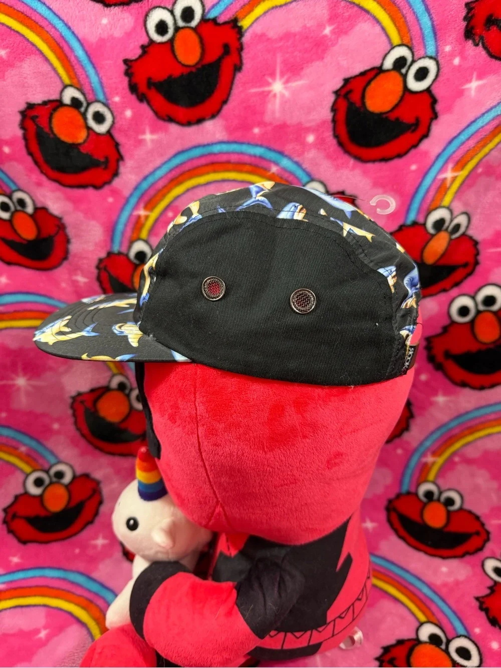 Rook Shark Print 5 Panel Strapback Hat Black Blue Snapback Streetwear Surf Skate